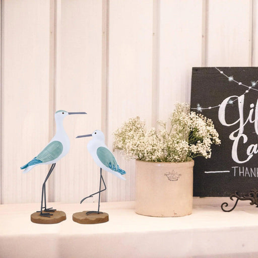 Coastal Elegance Wooden Seagull Decor - Set of 2 for Home and Garden