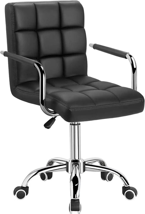 Sleek Adjustable Ribbed PU Leather Office Chair with Stylish Geometric Accents