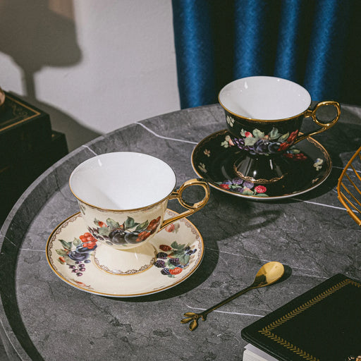 European Elegance Gold-Accented Fine Bone China Coffee Cup Set