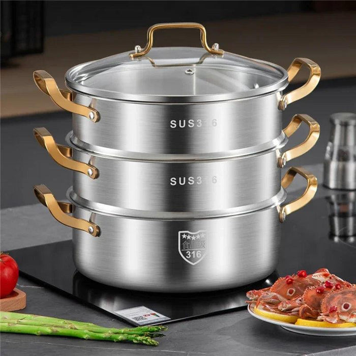 Premium Triple Layer 316 Stainless Steel Steamer: The Ultimate Kitchen Essential