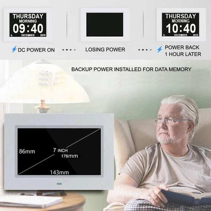 Elderly-Friendly 12 Alarm LED Calendar Clock with Remote Control and Smart Brightness Adjustment