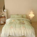 Elegant French Lace Ruffled Duvet Cover Set - Luxurious Bedding Ensemble with Bow Accents, Soft Sheets and Pillowcases