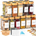 Bamboo-Lid Glass Spice Jar Set with Shaker Lids, Labels, and Funnel - 4oz