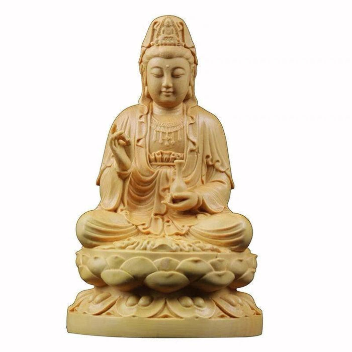 Exquisite Handcrafted Guanyin Bodhisattva Wooden Statue - Tranquil Home and Meditation Decor