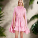 Chicever Women's Stylish Ruffled Mini Dress with High Neck, Spring 2024 Collection