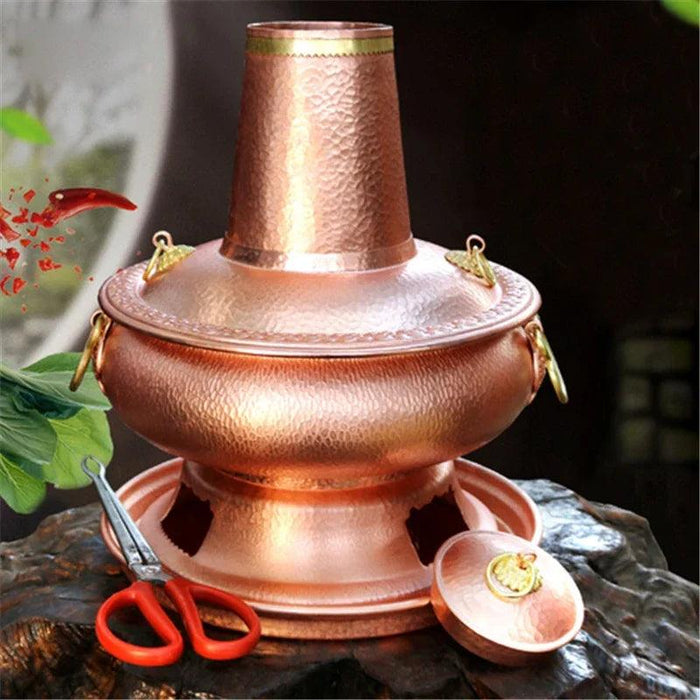 Vintage Handcrafted Copper Hot Pot with Charcoal Boiler - Commercial Quality