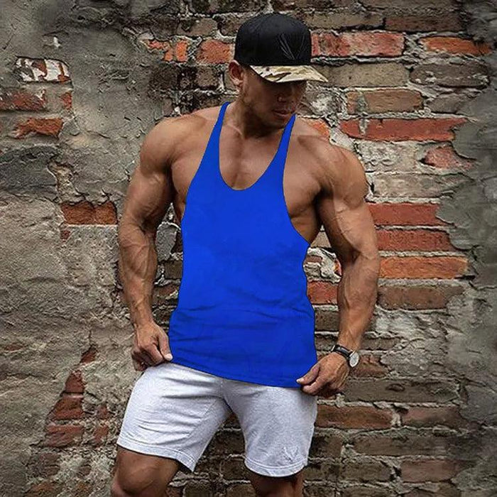 Men's Sleeveless Cotton Tank Top for Bodybuilding and Fitness - Muscle Stringer Vest