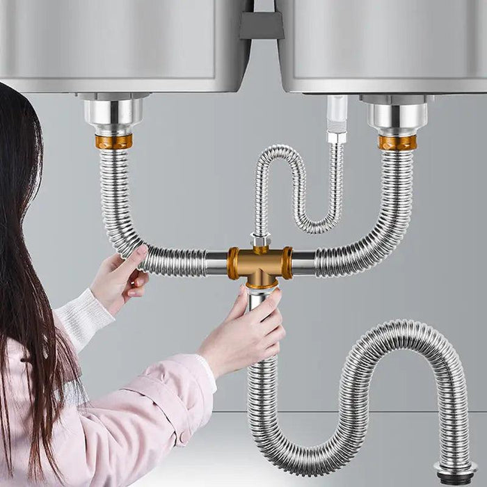 Advanced Stainless Steel Sink Drainage System with Anti-Odor Features and Flexible Installation Options