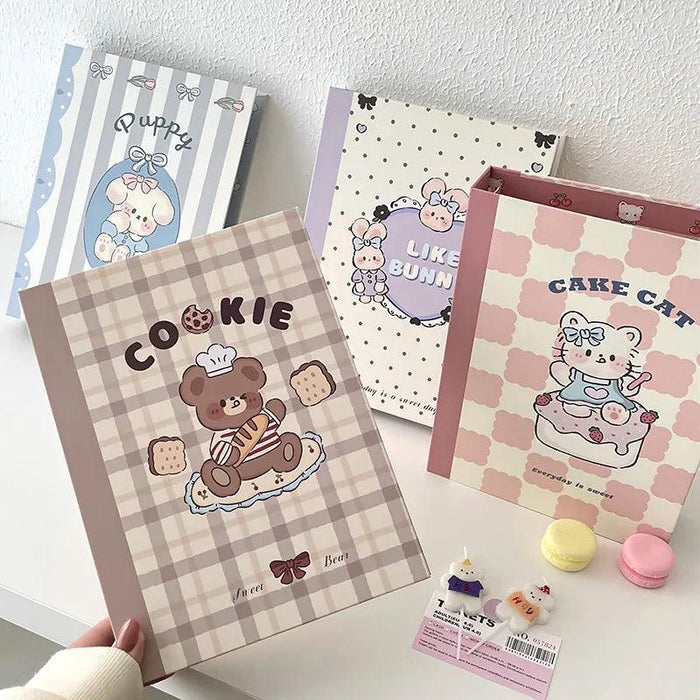 Adorable A5 Kawaii Biscuit Bear Photocard Organizer with Protective Dust Cover for Kpop Enthusiasts