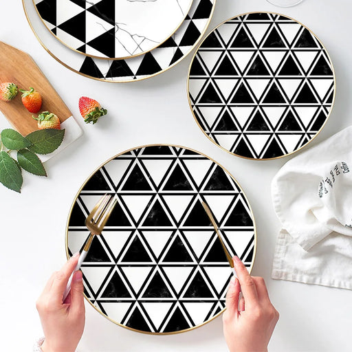 Marble-Inspired Bone China Dining Set for Western Cuisine and Coffee Enthusiasts
