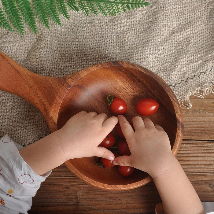 Elegant Handcrafted Acacia & Beech Wood Bowl - Versatile Salad, Fruit, and Oatmeal Serving Dish