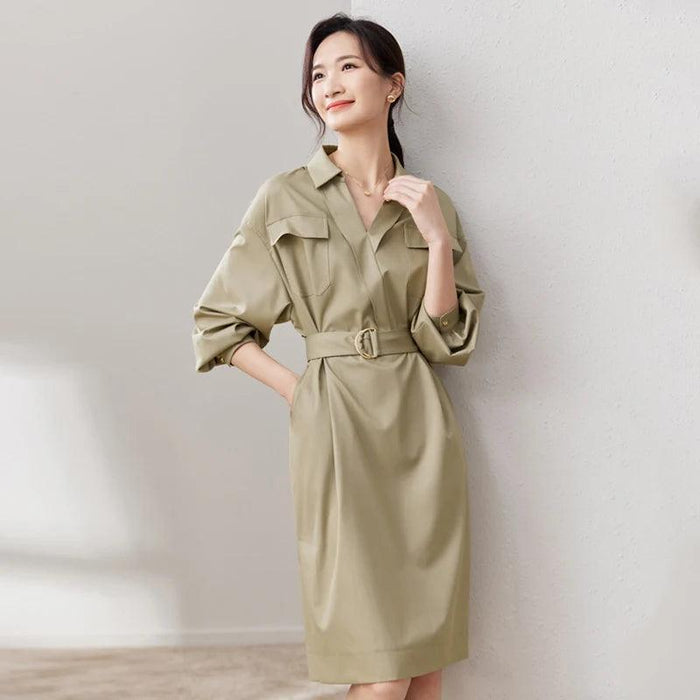 Chic Women's Autumn Shirt Dress for Office and Beyond