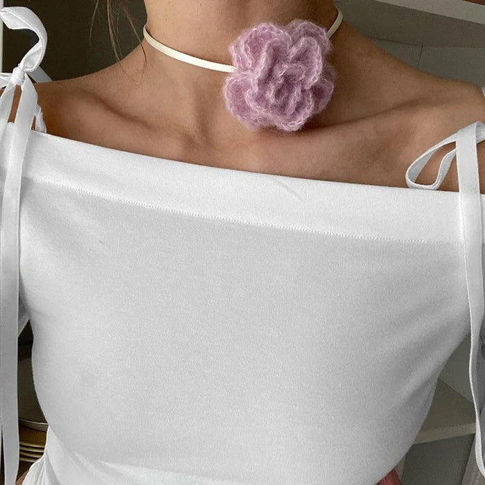 Chic Ribbed Cold Shoulder Top with Bow Detail - Stylish Fall/Winter Essential