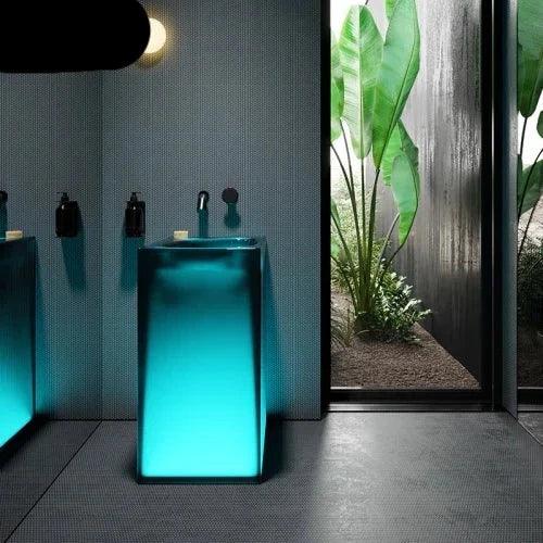 Blue Illumination Floor-Standing Washbasin