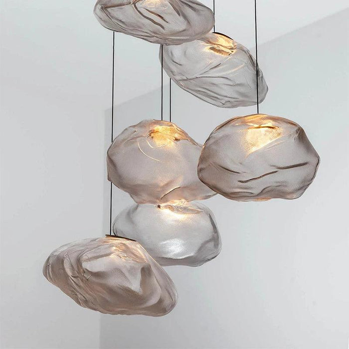 Sophisticated Smoky Grey Cloud Glass Pendant Lamp - Modern Hanging Light for Chic Home Interiors