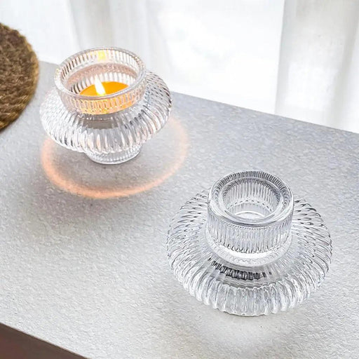 Elegant Double-Faced Glass Candle Holder for Home and Event Decor