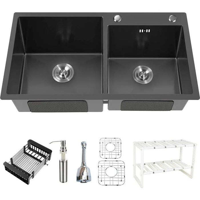 Sleek Dual-Basin Gourmet Stainless Steel Kitchen Sink Set with Effortless Cleanup Design