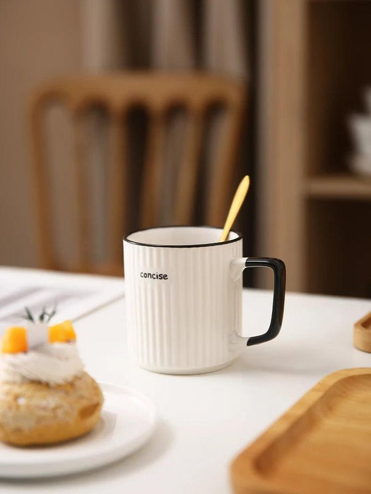 Elegant Wave Pattern Bone China Coffee Mug - 400ml Capacity, Stylish and Practical