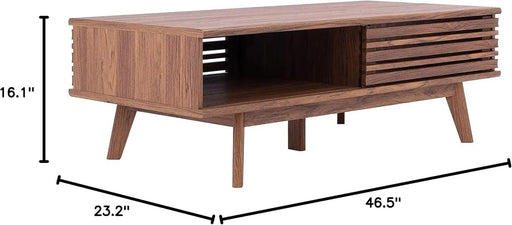 Rori Elegant Walnut Coffee Table with 1 Shelf - Chic Centerpiece for Living Rooms (46" w. x 23" d. x 16" h.)