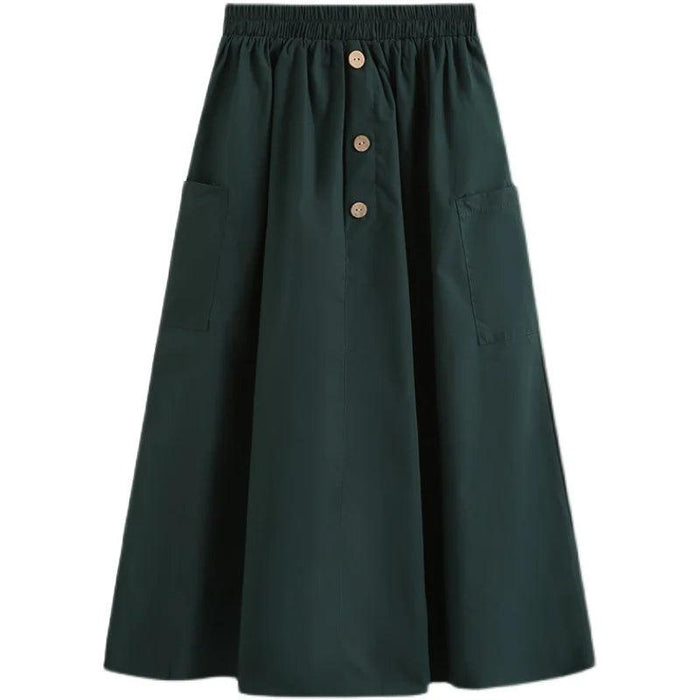 High-Waisted Flowing Casual Skirt for Women - Solid Color Long Dress for Spring and Summer