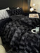 Luxury Black Plush Shaggy Bedding Set - 4 Piece Velvet Duvet Cover Collection