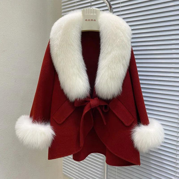 Chic Korean Fox Fur Cape: A Stylish Winter Essential for Women