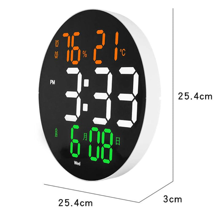 Stylish 10" or 12" Digital LED Wall Clock with Dual Alarms, Temperature Display, and Calendar for Modern Home Decor