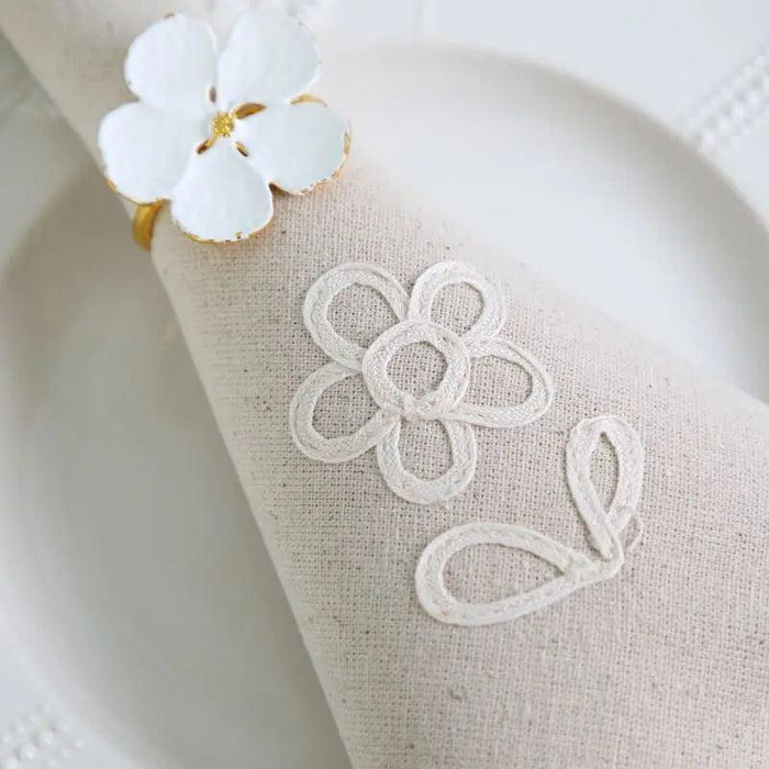 Elegant Floral Cotton Napkins - Set of 6 Handmade for Upscale Dining Experience