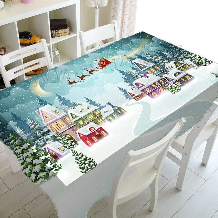 Festive Waterproof Polyester Christmas Lightweight Tablecloth for Holiday Partie