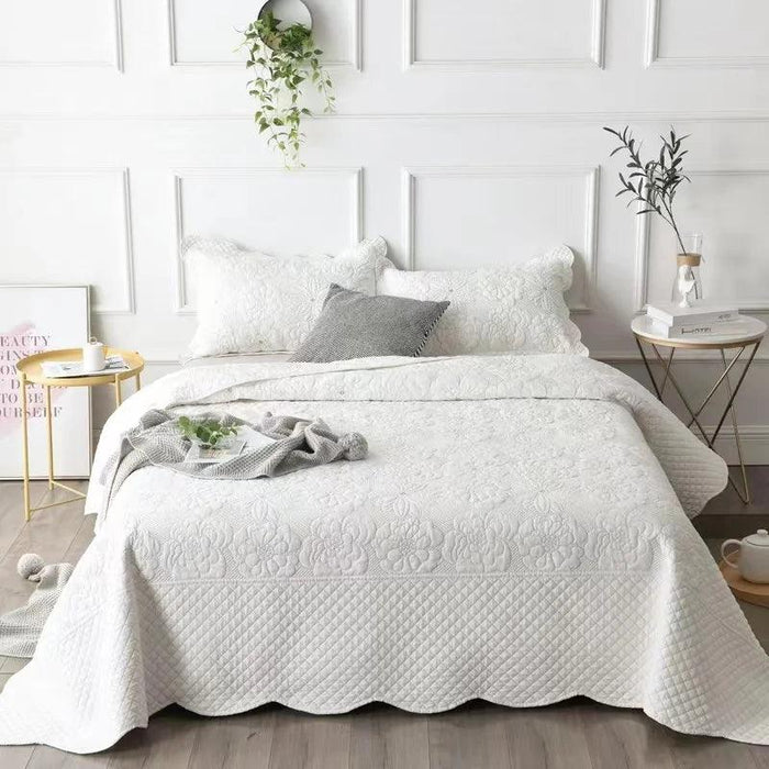 Elegant Euro-Style Embroidered Bedspread Set with Premium Cotton Filling - Versatile Summer Blanket and Mattress Cover