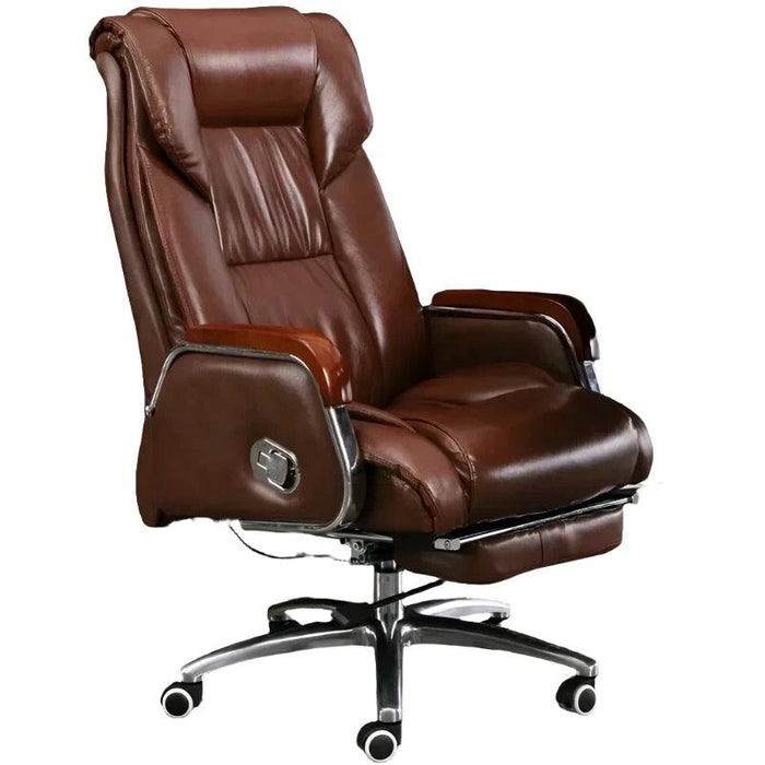 Luxurious Ergonomic Leather Executive Chair with Contemporary Aluminium Base