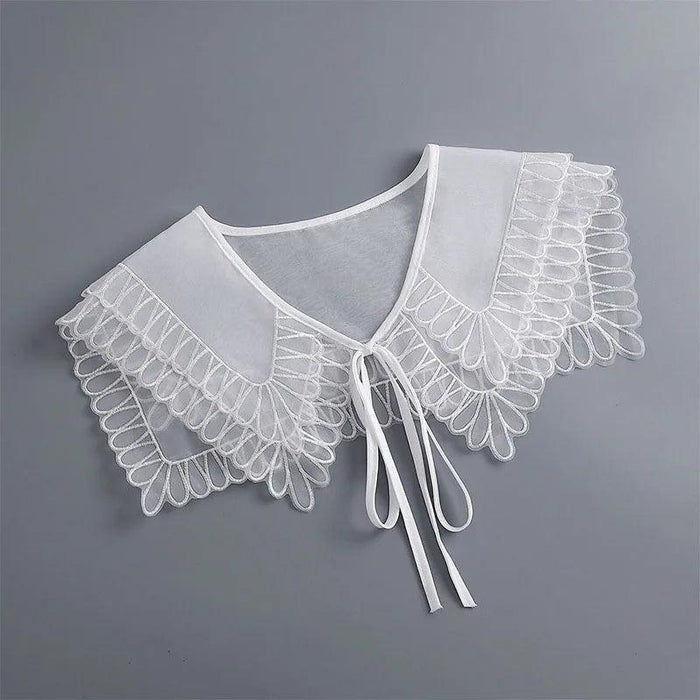 Embroidered Lace Detachable Collar for Women - Elegant White Shawl Accessory