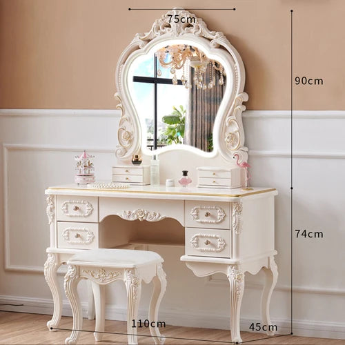 Chic European Minimalist Makeup Vanity Table