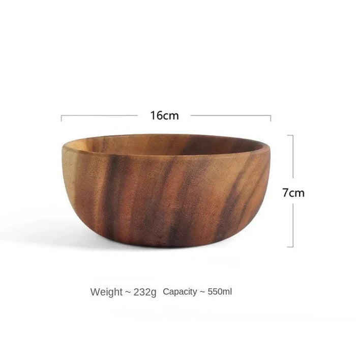 Kids' Safe Acacia Wood Bowl Set - Stylish Anti-Scald Soup and Salad Dishes