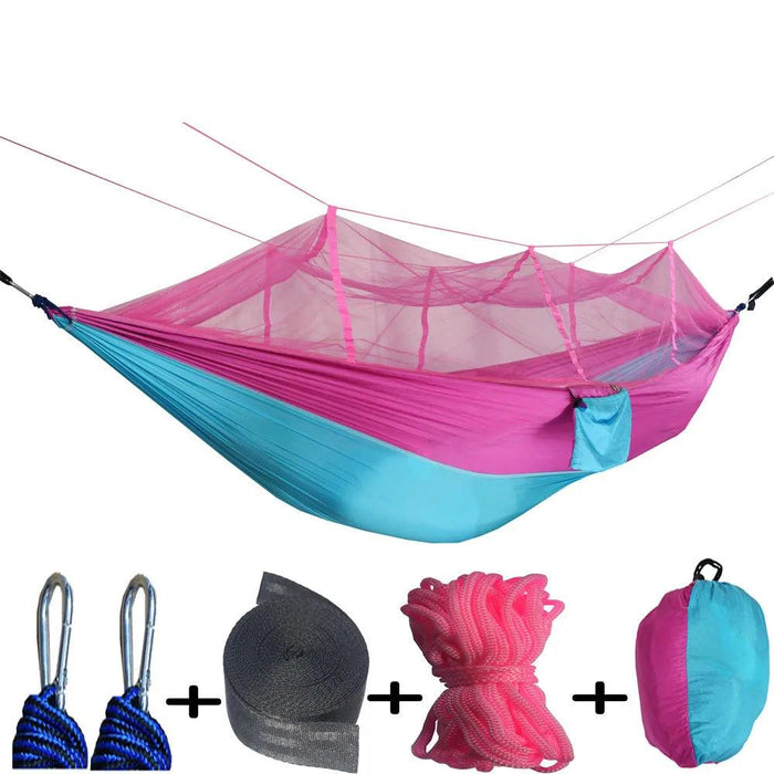 Outdoor Adventure Hammock with Insect Protection - Lightweight Portable Hanging Bed for Camping Comfort