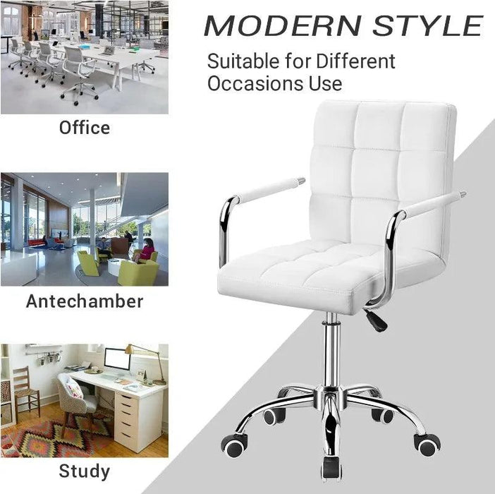 Sleek Adjustable Ribbed PU Leather Office Chair with Stylish Geometric Accents