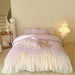 Elegant French Lace Ruffled Duvet Cover Set - Luxurious Bedding Ensemble with Bow Accents, Soft Sheets and Pillowcases