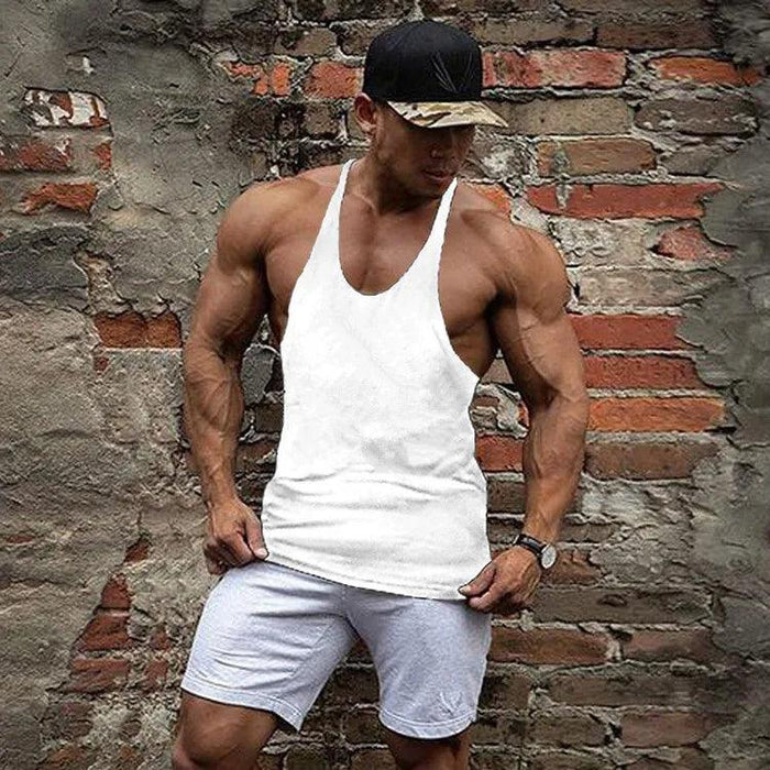 Men's Sleeveless Cotton Tank Top for Bodybuilding and Fitness - Muscle Stringer Vest