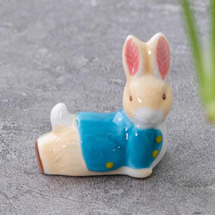 Charming Japanese Ceramic Rabbit Chopstick Rest and Home Accent Decor