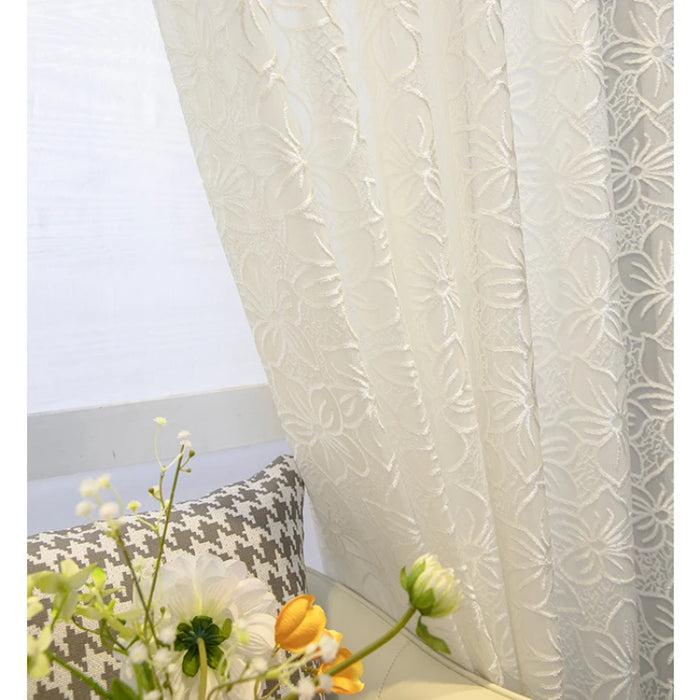 Elegant Customizable White Tulle and Lace Curtains for Luxurious Living Spaces