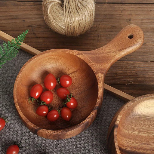 Elegant Handcrafted Acacia & Beech Wood Bowl - Versatile Salad, Fruit, and Oatmeal Serving Dish