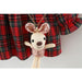 Festive Plaid Christmas Dress for Girls 9 Months to 3 Years with Cute Rabbit Accents