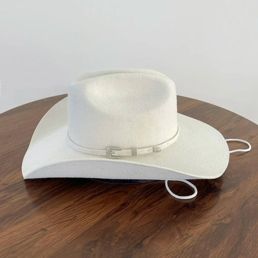 Elegant 100% Wool Cowboy Fedora Hat - XL Size with Unique Raw Edge Brim & Luxurious Satin Lining