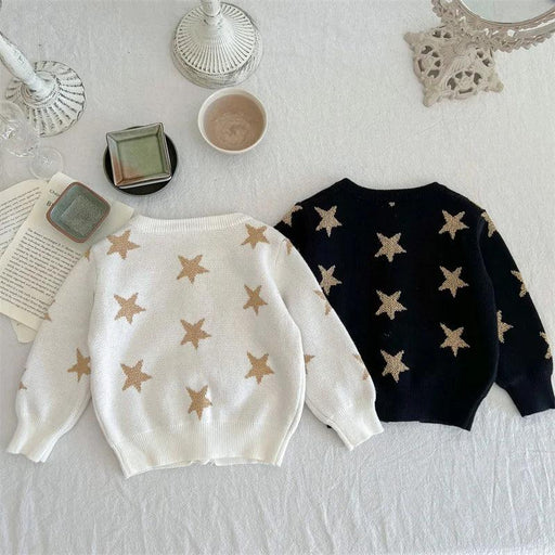 Cozy Star Print Knitted Cardigan for Kids - Autumn Sweater for Boys and Girls