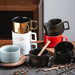 Elegant American Heritage Ceramic Coffee Cup Set with Walnut Cup Holder and Gift Box