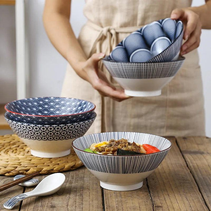 Stackable 30oz Elegant Ceramic Bowl for Ramen, Soup, and Salad - Microwave-Safe and Durable Porcelain