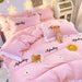 Korean Princess Ruffled Bedding Collection for Girls - Double Duvet Cover, Fitted Sheet, and Pillowcases in Multiple Sizes