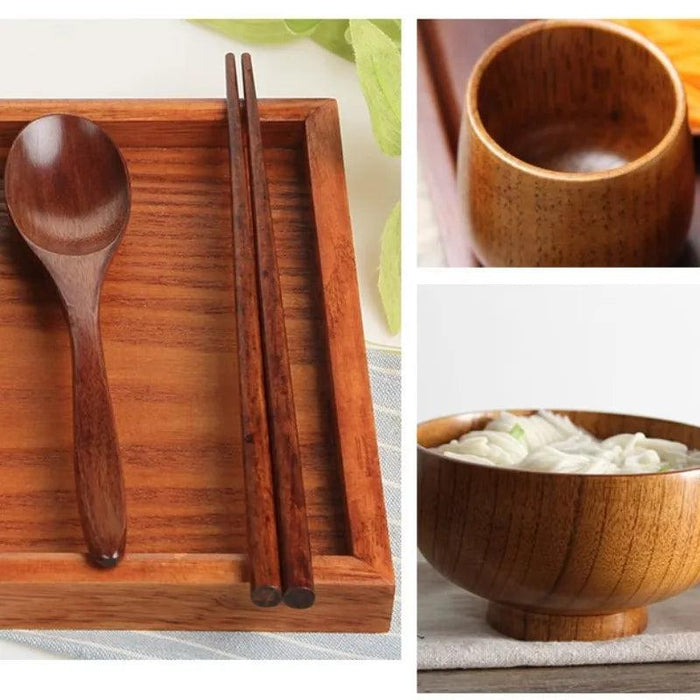 Japanese Wooden Tableware Set