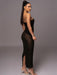 Sophisticated Off-Shoulder Backless Maxi Dress with Eye-Catching Side Split for Women's Formal Events