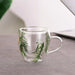 Elegant Double-Wall Glass Mug with Real Dried Flower Infusion - Heat-Resistant Tea and Coffee Cup with Stylish Handles